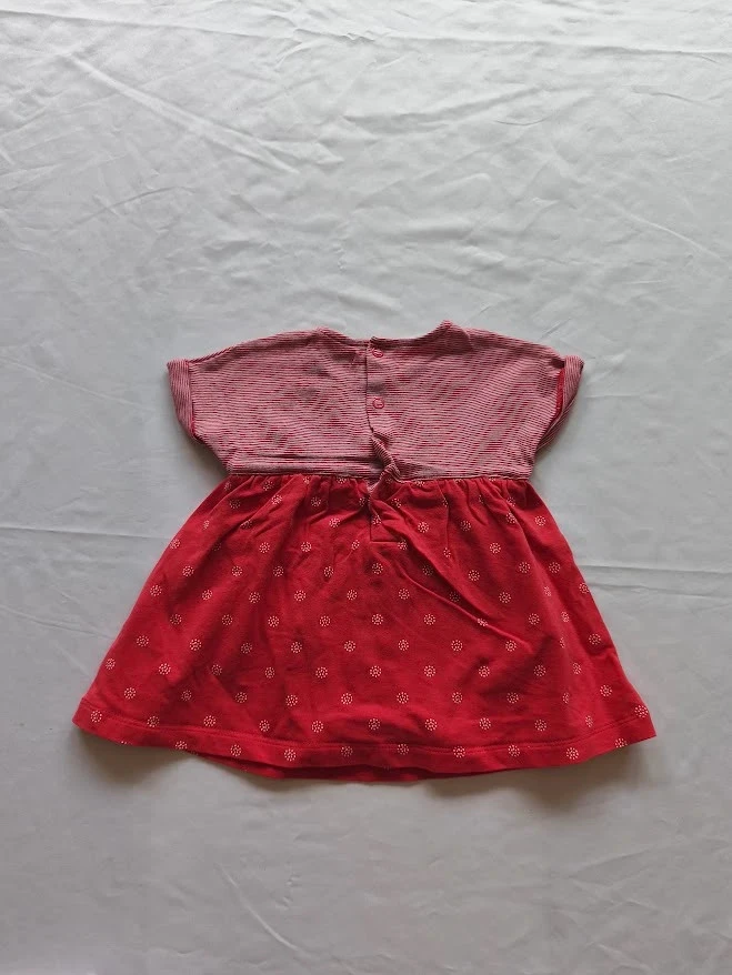Obaïbi 3-month red 2-in-1 striped and gold polka dot bodysuit dress – photo 3